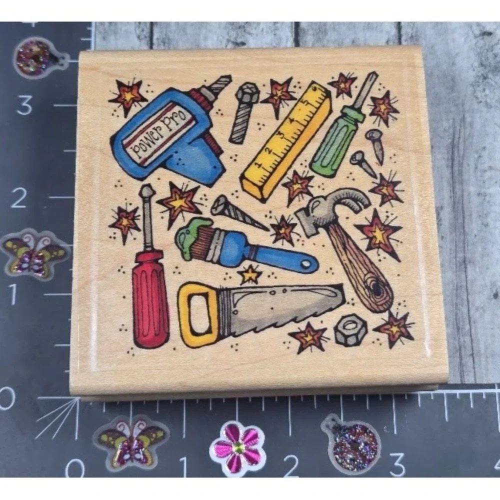 Whipper Snapper Handyman Tools Dad Background Rubber Stamp Wood #M66